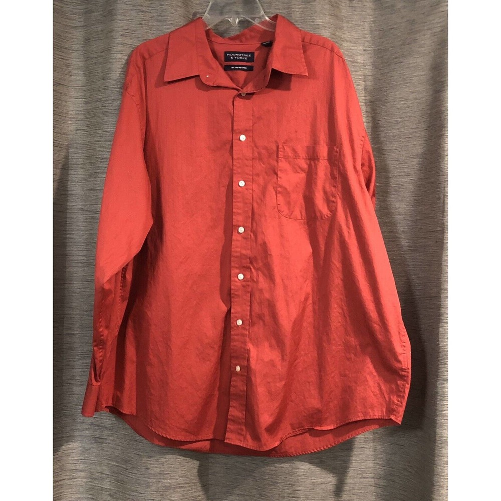 Roundtree & Yorke Mens Button Shirt - Sz 2XL - Rust Orange